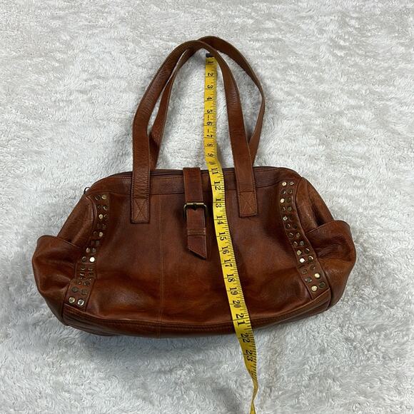 Overland Leather shoulder bag Large Doctor bag in caramel with gold studs - Picture 5 of 15